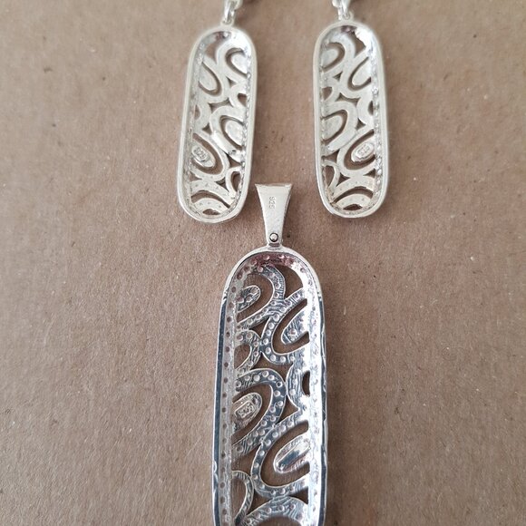 Sterling silver set (earrings and pendant) - Picture 4 of 6